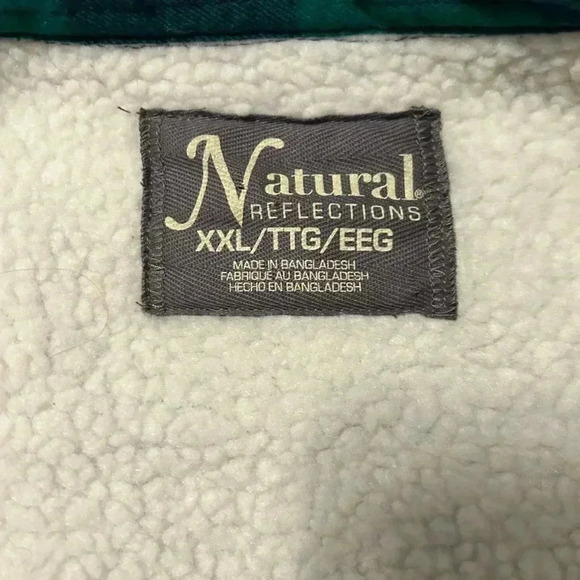 Natural Reflections Shacket Women's 2XL Sherpa Lined Green & Blue Plaid Flannel - Picture 5 of 9